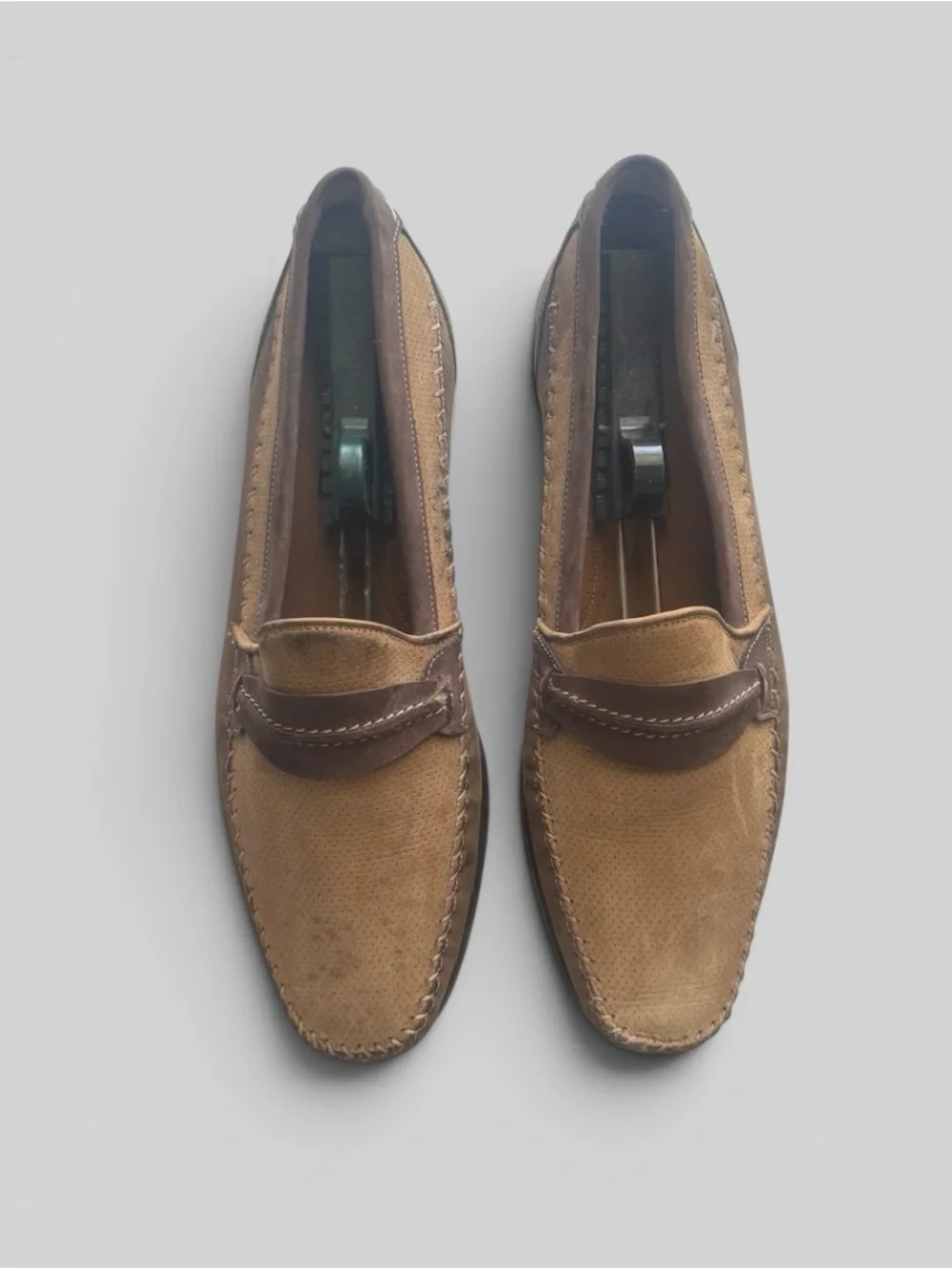 Mezlan Men's Suede Penny Loafers in Tan and Brown